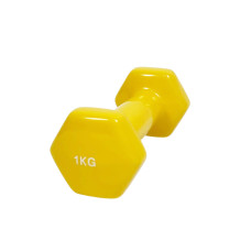 Гантель для фітнесу з вініловим покриттям Generation Fitness FF51D3A-1kg (жовтий) Гантель для фітнесу з вініловим покриттям Generation Fitness FF51D3A-1kg (жовтий)