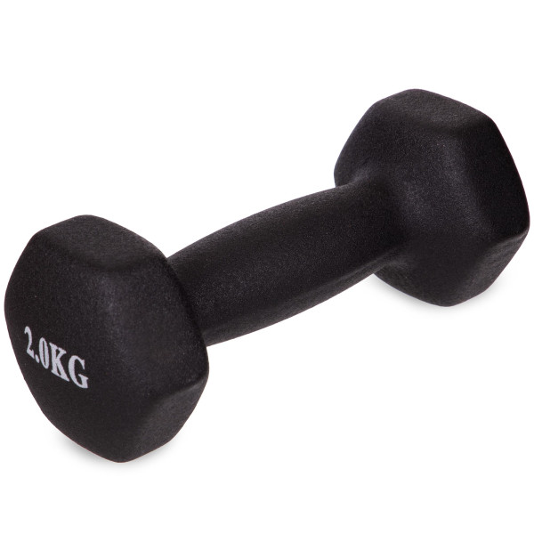 Гантель для фітнесу з неопреновим покриттям Generation Fitness FF51D4A-2kg (чорний)