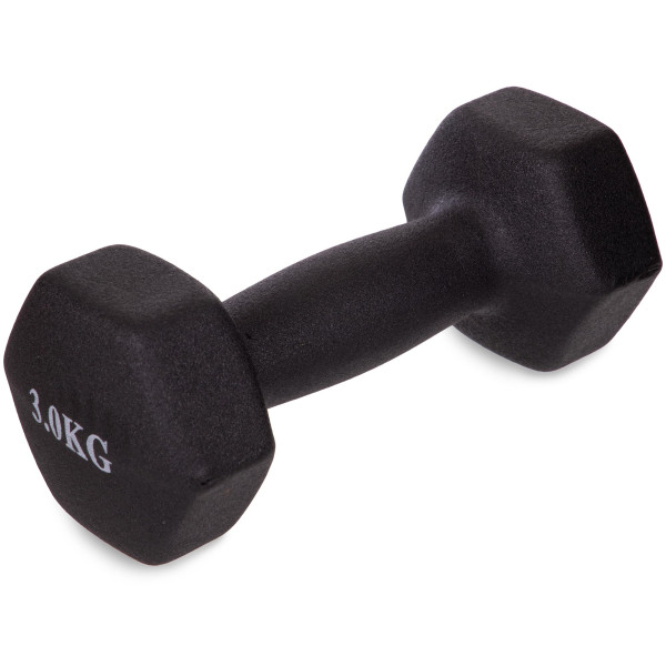 Гантель для фітнесу з неопреновим покриттям Generation Fitness FF51D4A-3kg (чорний)