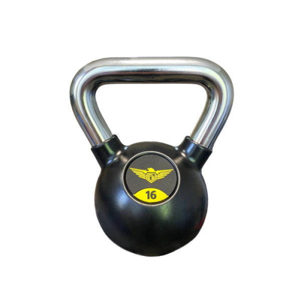 Обгумована гиря 16 кг Generation Fitness FS-16 (ручки - хром)